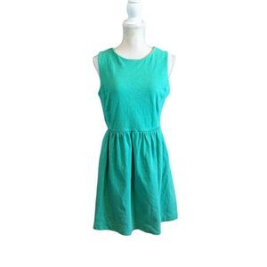J. Crew Mini Camille Dress Women's Size Medium Green A-Line Sleeveless Cotton